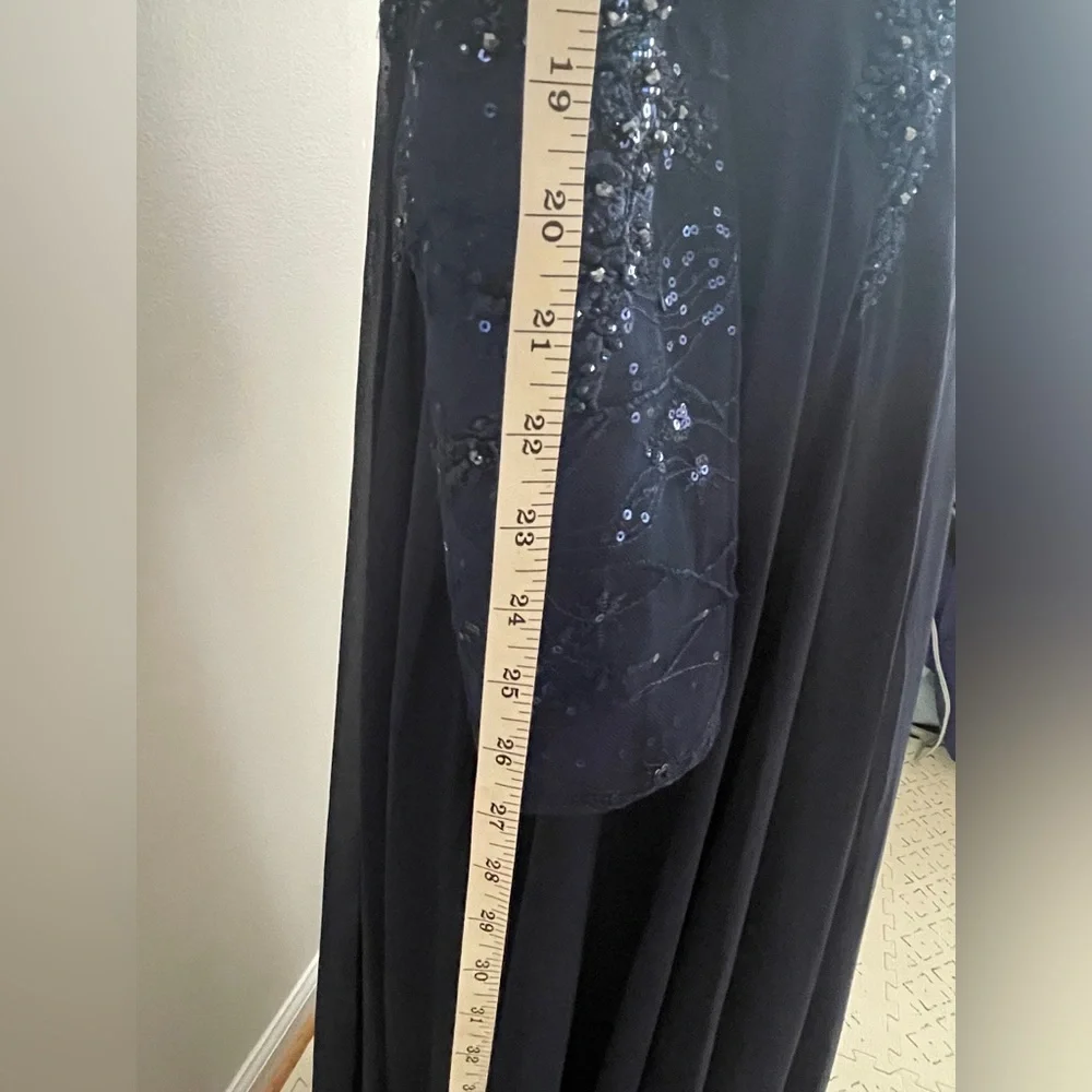 NWT Mac Duggal High Neck Mesh Long Sleeve Embellished A Line Gown 20388 Size 8